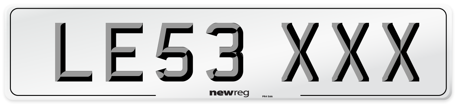 LE53 XXX Number Plate from New Reg